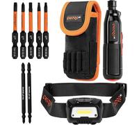 Dnipro-M Tournevis Électrique Sans Fil 3.6V. Mode Automatique 1,2 Nm/Manuel 8 Nm, Lumière LED + Linterna Frontal LED recargable 300 lúmenes,4 modos,1200 mAh