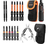 Dnipro-M Tournevis Électrique Sans Fil 3,6V. Mode Automatique 1,2 Nm/Manuel 8 Nm, Lumière LED, Recharge Type-C + Pince Multifonction 17 en 1 en Acier Inoxydable