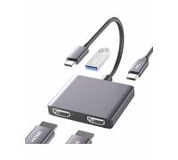 Dnkeaur Adaptateur double moniteur - Adaptateur USB C vers HDMI, station d'accueil pour ordinateur portable, répartiteur HDMI pour affichage prolongé