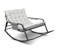 DnKelar Fauteuil à Bascule d'Intérieur et d'Extérieur, Chaise Papasan en Forme d'Oeuf avec Coussin Epais, Ergonomique, Charge 300kg, pour Jardin, Terrasse (Beige)