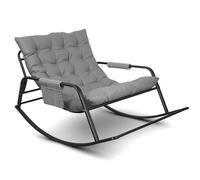 DnKelar Fauteuil à Bascule d'Intérieur et d'Extérieur, Chaise Papasan en Forme d'Oeuf avec Coussin Epais, Ergonomique, Charge 300kg, pour Jardin, Terrasse (Gris)