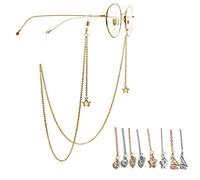 DNLKWGO Lot de 8 chaînes de lunettes de soleil pour femme avec pendentif chaîne de lunettes de lecture, Or et argent, taille unique