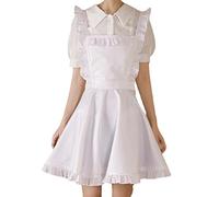 DNLKWGO Tablier rétro imperméable pour la pâtisserie, le jardinage, robe à volants, sans manches, combinaison, blanc, taille unique
