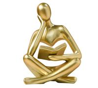 Dnoifne Grande Statue Dorée de Femme Lisant, Sculpture Penseur, Ornement d'art Abstrait, Figurine Décorative Moderne, Idéale pour Salon, Chambre, Bureau, Étagère ou Table