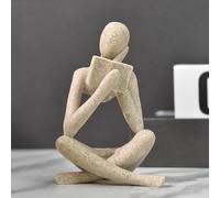 Dnoifne Statue de Femme Lisant en Grès, Sculpture Penseur, Ornement d'art Abstrait, Figurine Décorative Moderne, Idéale pour Salon, Chambre, Bureau, Étagère ou Table