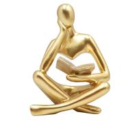 Dnoifne Statue Dorée de Femme Lisant, Sculpture Penseur, Ornement d'art Abstrait, Figurine Décorative Moderne, Idéale pour Salon, Chambre, Bureau, Étagère ou Table