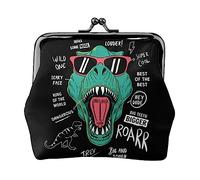 Dnosaur avec Lunettes Change Purse Coin Purse Kiss Lock Wallet for Women Wallet Card Holder Buckle Purse Cute Small PU Leather Pocket Wallet for Women Ladies Clutch Purse Elephant in The Jungle