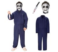 DNQCOS Combinaison pour adulte Halloween Horreur Killer Jumpsuit Costume pour homme (L)