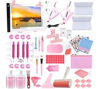 DNSGOOR 189Pcs All Inclusive Diamond Painting Accessoires Kit Broderie Diamond Painting avec A4 LED Diamant Dimmable Light Pad Artisanat Diamond Pen Correction Craft Boîte de Rangement