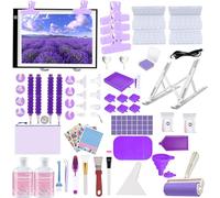DNSGOOR 247Pcs All Inclusive Diamond Painting Accessoires Kit Broderie Diamond Painting avec A3 LED Diamant Dimmable Light Pad Artisanat Diamond Pen Correction Craft Boîte de Rangement