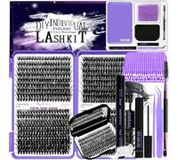 DNSGOOR Kit d'extension de cils DIY 840 pièces D Curl Cluster avec boîte miroir