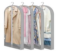 Dntorx Lot de 4 sacs à vêtements - 127 x 60 cm - Avec soufflets latéraux de 10 cm - Housse de protection transparente avec fermeture éclair - Pour costume, chemise, robe, manteau