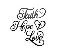 DNVB SHOP Faith Hope Love Wall Art - Ensemble de décoration murale 4 pièces en bois noir pour salon, chambre, bureau à domicile - Design élégant avec accents de cœur, installation facile