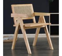 DNZOGW Chaise de Salle À Manger Décontractée, Chaise de Salle À Manger de Ferme avec Dossier en Rotin, Chaise de Salle À Manger de Cuisine en Bois, Fauteuil Chaise de Salle À Mange