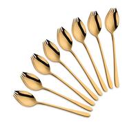 Do Buy Cuillère Fourchette Couteau 3 en 1 Camping Couverts, Plein Air Escalade Montagne Voyage 18/10 Inoxydable, Robuste, Léger - Lot de 8 (Or)