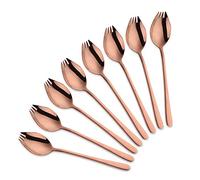 Do Buy Cuillère Fourchette Couteau 3 en 1 Camping Couverts, Plein Air Escalade Montagne Voyage 18/10 Inoxydable, Robuste, Léger - Lot de 8 (Rose Or)