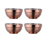 Do Buy Lot de 4 bols à céréales en acier inoxydable - 500 ml - Or rose - Grand bol à soupe - Grand bol à pâtes - Grand bol à dessert - En métal - Double couche - Anti-chaleur