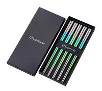 Do Buy Lot de 5 paires de baguettes multicolores en acier inoxydable - Arc-en-ciel - Pour sushi coréen japonais - Longueur : 23,4 cm - Passe au lave-vaisselle - Bon cadeau pour Noël/anniversaire