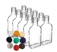 Do It At Home Lot de 20 bouteilles en verre transparent avec bouchons à vis hermétiques en métal de couleurs mélangées - Mini bouteilles vides pour brassage maison, gin, vodka, spiritueux, liqueurs