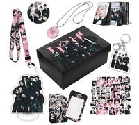 DO IT Boîte Cadeaux, Album Merch, Cartes Photo Autocollants Porte-clés Lanières Collier Badge(Black02)