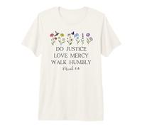 Do Justice Love Mercy Walk Humbly God Micah 6:8 Bible Verse T-Shirt Haut de Gamme