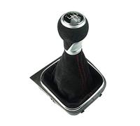 Do!LED Soufflet de levier de vitesse, pommeau de levier de vitesse, cadre de levier de vitesse 5 vitesses en cuir Alcantara - coutures rouges