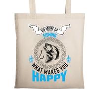 Do More of What Makes You Happy Fishing Sac fourre-tout en coton naturel écologique Beige