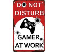 Do Not Disturb Gamer At Work Décoration murale de cuisine Décoration murale Affiche en métal 20,3 x 30,5 cm
