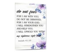 Do Not Fear Bible Verse Canvas - Isaiah 41:10 Scripture Wall Art for Christian Living Room Decor and Faith-Based Gifts(Framed,12x18inch(30x45cm))