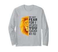 Do Not Fear for I Am with You Isaiah 41:10 Lion Graphic Manche Longue