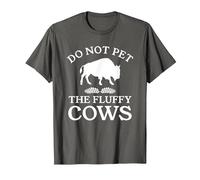 Do Not Pet The Fluffy Cows Bison Highland Cow T-Shirt, Homme, Asphalte, L
