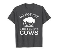 Do Not Pet The Fluffy Cows Bison Highland Cow T-Shirt, Homme, Chiné Foncé, 6XL