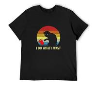 Do What I Want Cat T-Shirt for Cat Lovers Gift Unisex Tee Vintage Fur Meow Black XL