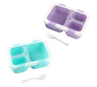 Doafoce 2 Pièces Lunch Box Bento Box 850 ml avec 3 Compartiments Boîte à Déjeuner en Plastique pour Enfant Adulte Lunchbox Étanche avec Couverts Boite Repas pour École Pique-nique Travail