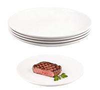 Doafoce Lot de 4 Assiettes Plates 25cm Set Assiette Blanche Grand Vaisselle Plastique