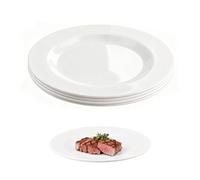 Doafoce Lot de 4 Assiettes Plates Set Assiette Blanche Grand, Plastique, 25cm