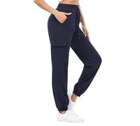 Doaraha Pantalon Jogging Femme en Coton Large avec 4 Poches Léger Confortable et Agréable à Porter Idéal pour Sport Yoga et Fitness en Hiver Grande Taille S-XXL,M,Bleu Foncé,M