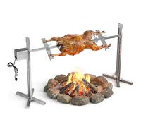 DOBADN Kit de rôtissoire électrique pour rôtissoire de cochon entier, kit de rôtissoire robuste pour agneau avec 5 niveaux de réglage de la hauteur, spatule de barbecue en acier inoxydable pour feu de