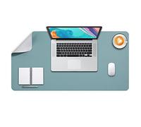 DOBAOJIA Sous-Main Bureau, Tapis de Bureau, Tapis de Clavier et Souris, Tapis de Portable, Pad Écriture, Mouse Pad, pour Bureau/Maison/Gaming, Double Face en Cuir PU 80 x 40cm (Vert Grisâtre/Gris)