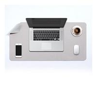 DOBAOJIA Sous-Main Bureau, Tapis de Bureau, Tapis de Clavier et Souris, Tapis de Portable, Pad Écriture, Mouse Pad XL, pour Bureau/Maison/Gaming, Double Face en Cuir PU 70 x 35cm (Gris/Argent)