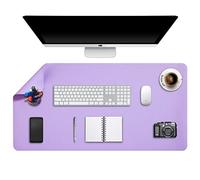 DOBAOJIA Sous-Main Bureau, Tapis de Bureau, Tapis de Clavier et Souris, Tapis de Portable, Pad Écriture, Mouse Pad XXL, pour Bureau/Maison/Gaming, Double Face en Cuir PU 90 x 43cm (Violet/Violet)