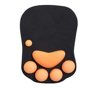 DOBAOJIA Tapis de Souris Ergonomique avec Repose Poignet, Tapis de Souris Chat Kawaii, Tapis de Souris en Gel Silicone, Base Antidérapante, pour la Maison/Bureau/Jeux, Noir et Orange