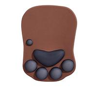DOBAOJIA Tapis de Souris Ergonomique avec Repose Poignet, Tapis de Souris Chat Kawaii, Tapis de Souris en Gel Silicone, Base Antidérapante, pour la Maison/Bureau/Jeux, Marron et Noir