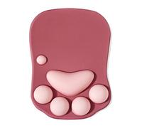 DOBAOJIA Tapis de Souris Ergonomique avec Support de Poignet pour la Maison, Le Bureau, Les Jeux, Motif Patte de Chat, Rouge vin et Rose