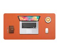 DOBAOJIA Tapis de Souris Grand Prolongé Mouse Pad Mat XL sous Main Bureau en Cuir Tapis de Portable Pad Écriture pour Bureau/Domicile, PU Étanche + Suède Antidérapant 80 x 40 cm (Mandarine)