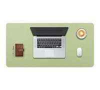 DOBAOJIA Tapis de Souris Grand Prolongé Mouse Pad Mat XL sous Main Bureau en Cuir Tapis de Portable Pad Écriture pour Bureau/Domicile, PU Étanche + Suède Antidérapant 80 x 40 cm (Vert Clair)