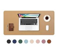 DOBAOJIA Tapis de Souris Grand Prolongé Mouse Pad Mat XL sous Main Bureau en Cuir Tapis de Portable Pad Écriture pour Bureau/Domicile, PU Étanche + Suède Antidérapant 80 x 40 cm (Kaki)