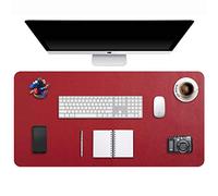 DOBAOJIA Tapis de Souris Grand Prolongé Mouse Pad Mat XXL sous Main Bureau en Cuir Tapis de Portable Pad Écriture pour Bureau/Domicile, PU Étanche + Suède Antidérapant 90 x 43 cm (Bordeaux Rouge)