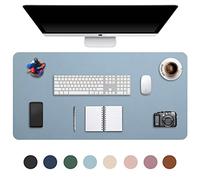 DOBAOJIA Tapis de Souris Grand Prolongé Mouse Pad Mat XXL sous Main Bureau en Cuir Tapis de Portable Pad Écriture pour Bureau/Domicile/Gaming, PU Étanche + Suède Antidérapant 90x43 cm (Bleu Grisâtre)