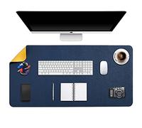 DOBAOJIA Tapis de Souris Grand, sous Main Bureau XXL, Mouse Pad Mat Prolongé, Tapis de Portable, Tableau d'Écriture, Buvard de Bureau, Double Face Usage en Cuir PU Étanche 90 x 43cm(Bleu Foncé/Jaune)
